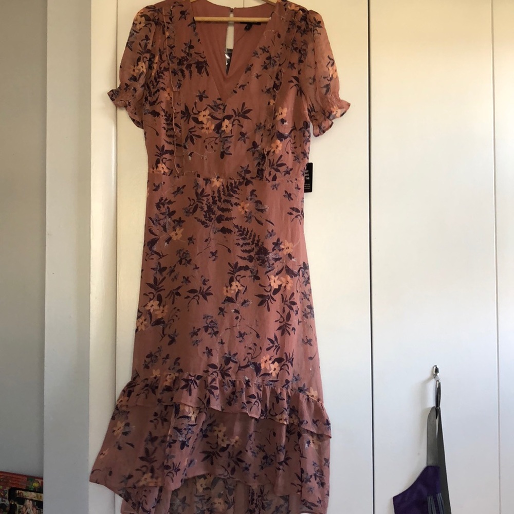 brand new express mauve dress with floral design